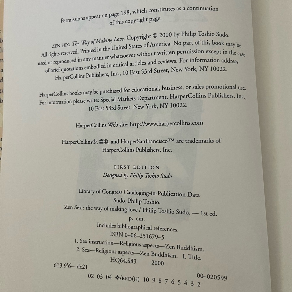Zen Sex : The Way of Making Love by Philip T. Sudo (2000, Hardcover) first edt - Picture 3 of 3